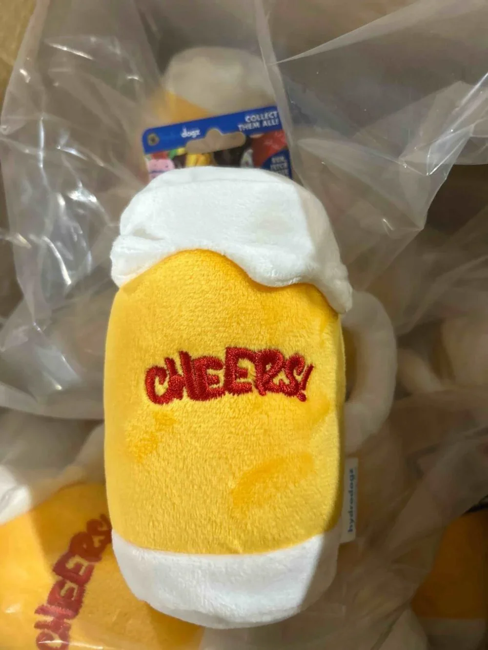 Hydrodogs foodies plush CHEERS beer mugs squeaker toy